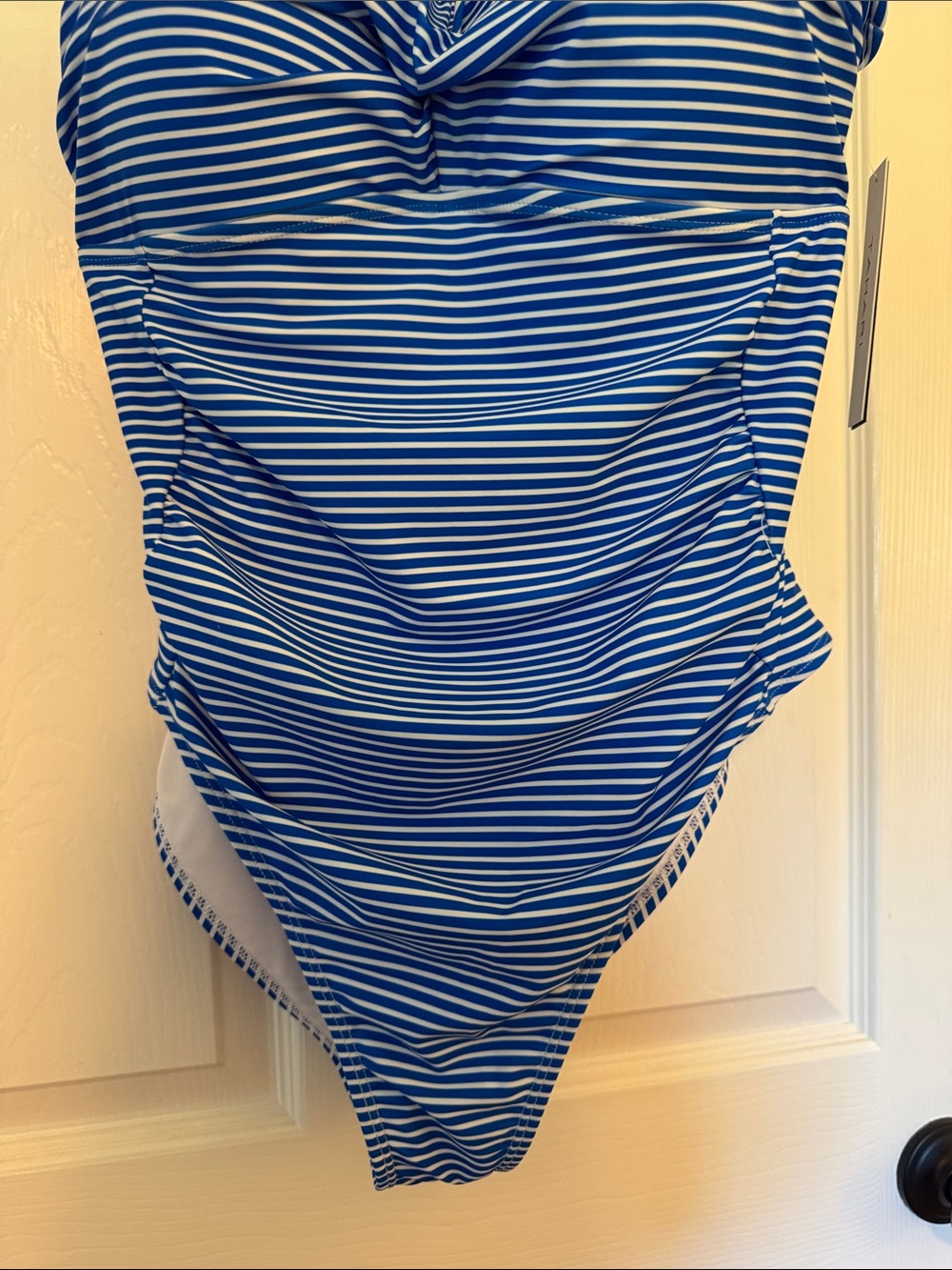 Tahari Blue & White Striped One-Piece Swimsuit with Front Twist - Picture 6 of 11